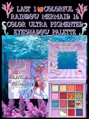 🆕️LAST 1🐙COLORFUL RAINBOW MERMAID 16 COLOR ULTRA PIGMENTED EYESHADOW PALETTE